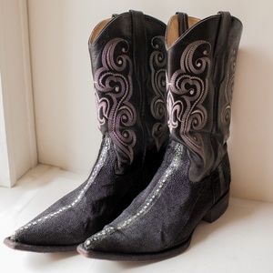 Men's Stingray Los Altos Boots - Genuine Black-Snip Tow-Rowstone - Size 28/US 10